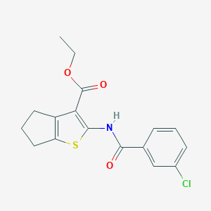 molecular formula C17H16ClNO3S B377899 ethyl 2-[(3-chlorobenzoyl)amino]-5,6-dihydro-4H-cyclopenta[b]thiophene-3-carboxylate CAS No. 325987-64-2