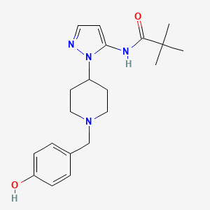 molecular formula C20H28N4O2 B3778997 N-{1-[1-(4-hydroxybenzyl)-4-piperidinyl]-1H-pyrazol-5-yl}-2,2-dimethylpropanamide 
