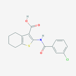 molecular formula C16H14ClNO3S B377900 2-[(3-Chlorobenzoyl)amino]-4,5,6,7-tetrahydro-1-benzothiophene-3-carboxylic acid CAS No. 312940-61-7