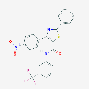 molecular formula C23H14F3N3O3S B377905 4-{4-nitrophenyl}-2-phenyl-N-[3-(trifluoromethyl)phenyl]-1,3-thiazole-5-carboxamide 