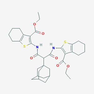 molecular formula C35H44N2O6S2 B377907 Ethyl 2-[[2-(1-adamantyl)-3-[(3-ethoxycarbonyl-4,5,6,7-tetrahydro-1-benzothiophen-2-yl)amino]-3-oxopropanoyl]amino]-4,5,6,7-tetrahydro-1-benzothiophene-3-carboxylate 