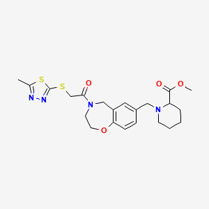 molecular formula C22H28N4O4S2 B3779295 methyl 1-[(4-{[(5-methyl-1,3,4-thiadiazol-2-yl)thio]acetyl}-2,3,4,5-tetrahydro-1,4-benzoxazepin-7-yl)methyl]-2-piperidinecarboxylate 