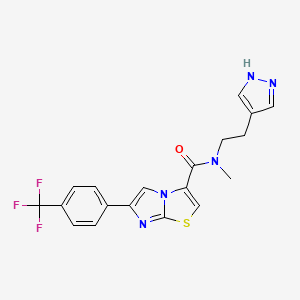 molecular formula C19H16F3N5OS B3779356 N-methyl-N-[2-(1H-pyrazol-4-yl)ethyl]-6-[4-(trifluoromethyl)phenyl]imidazo[2,1-b][1,3]thiazole-3-carboxamide 