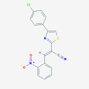 molecular formula C18H10ClN3O2S B377942 (E)-2-(4-(4-chlorophenyl)thiazol-2-yl)-3-(2-nitrophenyl)acrylonitrile CAS No. 313687-02-4
