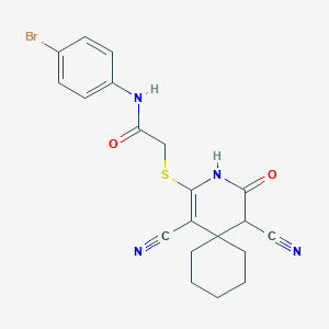 molecular formula C20H19BrN4O2S B377944 N-(4-bromophenyl)-2-[(1,5-dicyano-4-oxo-3-azaspiro[5.5]undec-1-en-2-yl)sulfanyl]acetamide CAS No. 185414-60-2