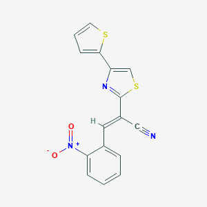 molecular formula C16H9N3O2S2 B377950 3-{2-Nitrophenyl}-2-[4-(2-thienyl)-1,3-thiazol-2-yl]acrylonitrile 