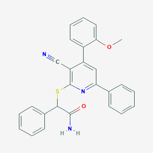 molecular formula C27H21N3O2S B377952 2-{[3-Cyano-4-(2-methoxyphenyl)-6-phenyl-2-pyridinyl]thio}-2-phenylacetamide CAS No. 312757-92-9