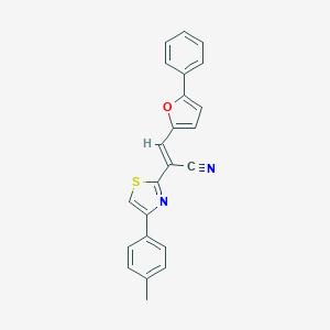 molecular formula C23H16N2OS B377953 2-[4-(4-Methylphenyl)-1,3-thiazol-2-yl]-3-(5-phenyl-2-furyl)acrylonitrile CAS No. 312758-23-9