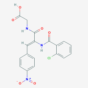 molecular formula C18H14ClN3O6 B377968 [(2-[(2-Chlorobenzoyl)amino]-3-{4-nitrophenyl}acryloyl)amino]acetic acid 