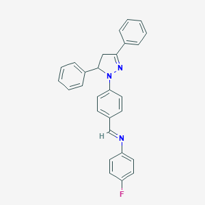 molecular formula C28H22FN3 B377990 N-[4-(3,5-diphenyl-4,5-dihydro-1H-pyrazol-1-yl)benzylidene]-N-(4-fluorophenyl)amine 