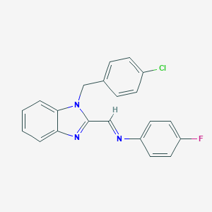molecular formula C21H15ClFN3 B377991 N-{[1-(4-chlorobenzyl)-1H-benzimidazol-2-yl]methylene}-N-(4-fluorophenyl)amine 