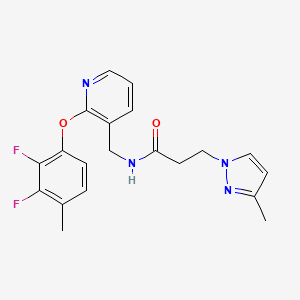 molecular formula C20H20F2N4O2 B3780023 N-{[2-(2,3-difluoro-4-methylphenoxy)-3-pyridinyl]methyl}-3-(3-methyl-1H-pyrazol-1-yl)propanamide 