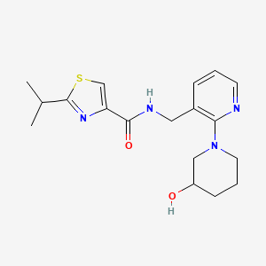 molecular formula C18H24N4O2S B3780268 N-[[2-(3-hydroxypiperidin-1-yl)pyridin-3-yl]methyl]-2-propan-2-yl-1,3-thiazole-4-carboxamide 