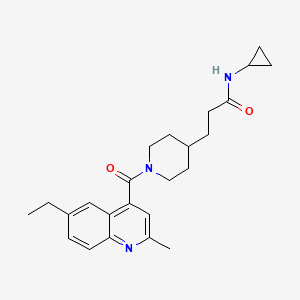 molecular formula C24H31N3O2 B3780286 N-cyclopropyl-3-{1-[(6-ethyl-2-methyl-4-quinolinyl)carbonyl]-4-piperidinyl}propanamide 