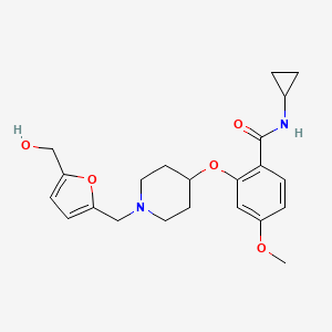 molecular formula C22H28N2O5 B3780590 N-cyclopropyl-2-[(1-{[5-(hydroxymethyl)-2-furyl]methyl}-4-piperidinyl)oxy]-4-methoxybenzamide 