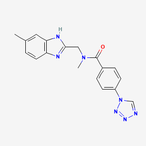 molecular formula C18H17N7O B3780633 N-methyl-N-[(5-methyl-1H-benzimidazol-2-yl)methyl]-4-(1H-tetrazol-1-yl)benzamide 