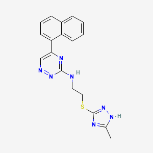 molecular formula C18H17N7S B3780690 N-{2-[(3-methyl-1H-1,2,4-triazol-5-yl)thio]ethyl}-5-(1-naphthyl)-1,2,4-triazin-3-amine 