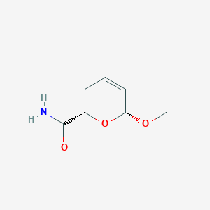 molecular formula C7H11NO3 B037808 (2S,6R)-6-methoxy-3,6-dihydro-2H-pyran-2-carboxamide CAS No. 111169-37-0