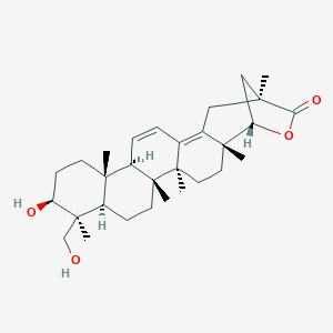 molecular formula C30H44O4 B037809 (1S,2R,5S,6R,9R,10S,11S,14S,15R,21S)-11-Hydroxy-10-(hydroxymethyl)-2,5,6,10,14,21-hexamethyl-23-oxahexacyclo[19.2.1.02,19.05,18.06,15.09,14]tetracosa-16,18-dien-22-one CAS No. 111150-27-7