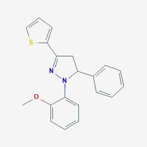 molecular formula C20H18N2OS B378110 methyl 2-[5-phenyl-3-(2-thienyl)-4,5-dihydro-1H-pyrazol-1-yl]phenyl ether 
