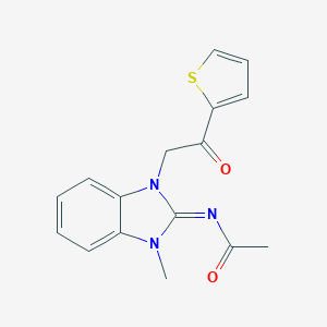 molecular formula C16H15N3O2S B378143 N-{1-methyl-3-[2-oxo-2-(2-thienyl)ethyl]-1,3-dihydro-2H-benzimidazol-2-ylidene}acetamide 