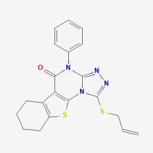 molecular formula C20H18N4OS2 B378156 1-(allylsulfanyl)-4-phenyl-6,7,8,9-tetrahydro[1]benzothieno[3,2-e][1,2,4]triazolo[4,3-a]pyrimidin-5(4H)-one CAS No. 312626-04-3