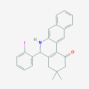 molecular formula C25H22INO B378172 5-(2-iodophenyl)-3,3-dimethyl-3,4,5,6-tetrahydrobenzo[b]phenanthridin-1(2H)-one 