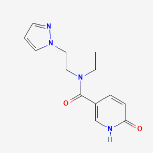 molecular formula C13H16N4O2 B3781765 N-ethyl-6-oxo-N-[2-(1H-pyrazol-1-yl)ethyl]-1,6-dihydropyridine-3-carboxamide 