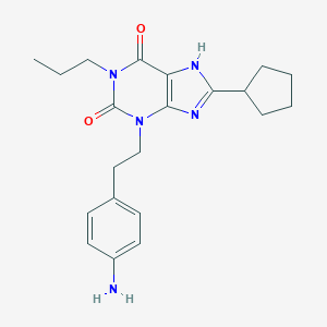 molecular formula C21H27N5O2 B037818 3-[2-(4-aminophenyl)ethyl]-8-cyclopentyl-1-propyl-7H-purine-2,6-dione CAS No. 116370-30-0