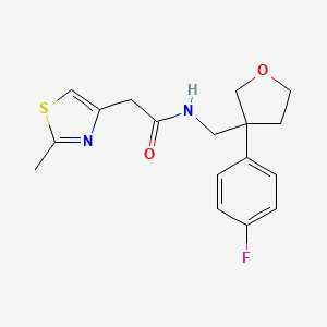 molecular formula C17H19FN2O2S B3781860 N-{[3-(4-fluorophenyl)tetrahydrofuran-3-yl]methyl}-2-(2-methyl-1,3-thiazol-4-yl)acetamide 