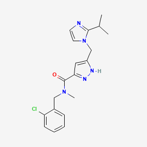 molecular formula C19H22ClN5O B3781915 N-(2-chlorobenzyl)-5-[(2-isopropyl-1H-imidazol-1-yl)methyl]-N-methyl-1H-pyrazole-3-carboxamide 
