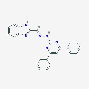 molecular formula C25H20N6 B378194 1-methyl-1H-benzimidazole-2-carbaldehyde (4,6-diphenyl-2-pyrimidinyl)hydrazone 