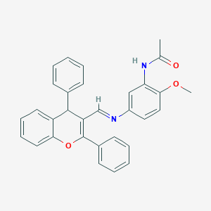 molecular formula C31H26N2O3 B378200 N-(5-{[(2,4-diphenyl-4H-chromen-3-yl)methylene]amino}-2-methoxyphenyl)acetamide 