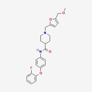 molecular formula C25H27FN2O4 B3782144 N-[4-(2-fluorophenoxy)phenyl]-1-{[5-(methoxymethyl)-2-furyl]methyl}-4-piperidinecarboxamide 