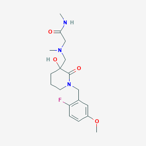 molecular formula C18H26FN3O4 B3782248 N~2~-{[1-(2-fluoro-5-methoxybenzyl)-3-hydroxy-2-oxopiperidin-3-yl]methyl}-N~1~,N~2~-dimethylglycinamide 