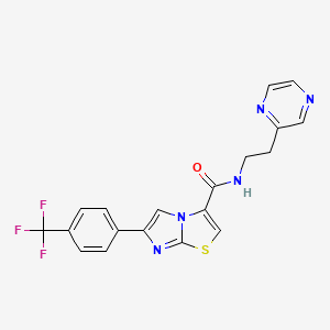 molecular formula C19H14F3N5OS B3782312 N-[2-(2-pyrazinyl)ethyl]-6-[4-(trifluoromethyl)phenyl]imidazo[2,1-b][1,3]thiazole-3-carboxamide 
