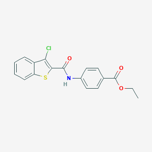 molecular formula C18H14ClNO3S B378238 Ethyl 4-{[(3-chloro-1-benzothien-2-yl)carbonyl]amino}benzoate 