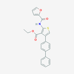 molecular formula C24H19NO4S B378306 Ethyl 2-(2-furylcarbonylamino)-4-(4-phenylphenyl)thiophene-3-carboxylate CAS No. 315684-14-1