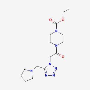 molecular formula C15H25N7O3 B3783101 ethyl 4-{[5-(1-pyrrolidinylmethyl)-1H-tetrazol-1-yl]acetyl}-1-piperazinecarboxylate 
