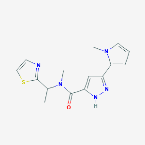 molecular formula C15H17N5OS B3783217 N-methyl-3-(1-methyl-1H-pyrrol-2-yl)-N-[1-(1,3-thiazol-2-yl)ethyl]-1H-pyrazole-5-carboxamide 