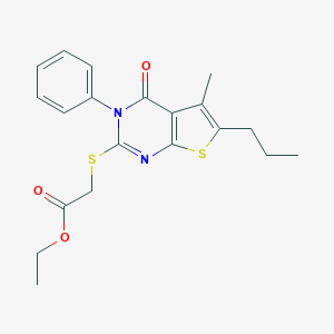 molecular formula C20H22N2O3S2 B378322 Ethyl 2-(5-methyl-4-oxo-3-phenyl-6-propylthieno[2,3-d]pyrimidin-2-yl)sulfanylacetate 