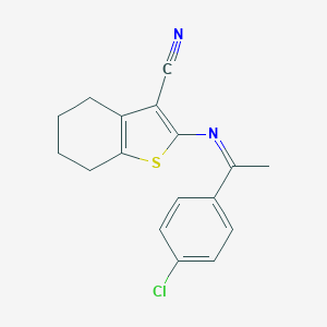 molecular formula C17H15ClN2S B378335 2-{[1-(4-Chlorophenyl)ethylidene]amino}-4,5,6,7-tetrahydro-1-benzothiophene-3-carbonitrile 