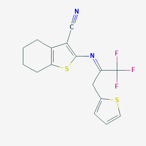 2-{[2,2,2-Trifluoro-1-(2-thienylmethyl)ethylidene]amino}-4,5,6,7-tetrahydro-1-benzothiophene-3-carbonitrile