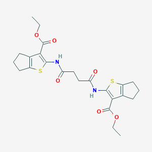 molecular formula C24H28N2O6S2 B378370 ethyl 2-[[4-[(3-ethoxycarbonyl-5,6-dihydro-4H-cyclopenta[b]thiophen-2-yl)amino]-4-oxobutanoyl]amino]-5,6-dihydro-4H-cyclopenta[b]thiophene-3-carboxylate CAS No. 312939-69-8