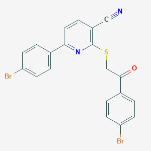 molecular formula C20H12Br2N2OS B378405 6-(4-Bromophenyl)-2-{[2-(4-bromophenyl)-2-oxoethyl]sulfanyl}nicotinonitrile 