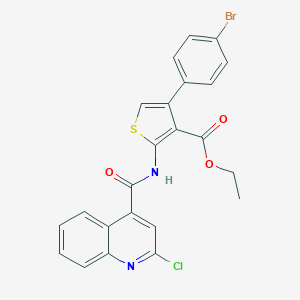 molecular formula C23H16BrClN2O3S B378406 Ethyl 4-(4-bromophenyl)-2-{[(2-chloro-4-quinolinyl)carbonyl]amino}-3-thiophenecarboxylate 