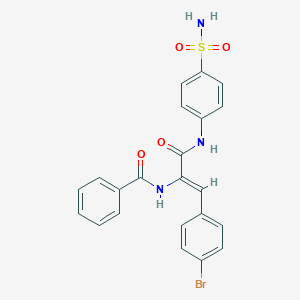 molecular formula C22H18BrN3O4S B378426 N-[1-{[4-(aminosulfonyl)anilino]carbonyl}-2-(4-bromophenyl)vinyl]benzamide 
