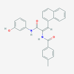 molecular formula C27H22N2O3 B378427 N-[1-[(3-hydroxyanilino)carbonyl]-2-(1-naphthyl)vinyl]-4-methylbenzamide 