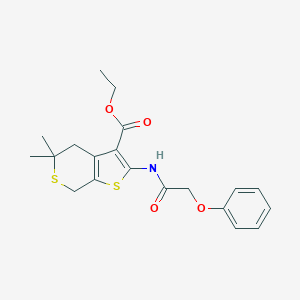 molecular formula C20H23NO4S2 B378443 Ethyl 5,5-dimethyl-2-[(2-phenoxyacetyl)amino]-4,7-dihydrothieno[2,3-c]thiopyran-3-carboxylate CAS No. 303014-01-9