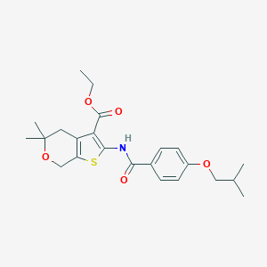 molecular formula C23H29NO5S B378444 ETHYL 5,5-DIMETHYL-2-[4-(2-METHYLPROPOXY)BENZAMIDO]-4H,5H,7H-THIENO[2,3-C]PYRAN-3-CARBOXYLATE 